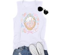 KIDDAD Magic Kingdom Tank Tops for Women: Magical Shirts Fairy Castle Shirt Family Vacation Vest Summer Sleeveless Tops, White-2, L