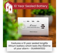 Kidde 10LLCO Ten Year Life Carbon Monoxide Alarm with Sealed Longlife Battery