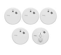 Kidde Firex 4x KF20R Optical Smoke & 1x KF30R Heat Alarm Kit Mains Powered with Sealed-In Rechargeable Battery Back-Up