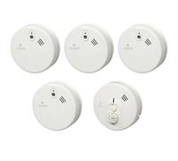 Kidde Sentry 4x KF21R Optical Smoke & 1x KF31R Heat Alarm Kit Mains Powered with Sealed-In Rechargeable Battery Back-Up c/w Quick Fit Base