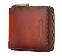 KiddiBubzi Leather Wallets for Men Brands Luxury Card Wallet Card Holders with Coin Pocket RFID Wallets(Yellow Brown)