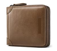 KiddiBubzi Leather Wallets for Men Brands Luxury Card Wallet Card Holders with Coin Pocket RFID Wallets(Khaki Color)