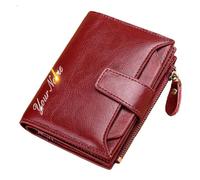 KiddiBubzi Short Women Wallets Leather Zipper Coin Pocket Purse Name Engraved Card Holder(Khaki)