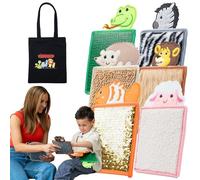 KIDDICO Animal Sensory Mats for Special Needs Children - Kids Sensory Toys with a Variety of Unique Textures - Sensory Tiles for Table & Floor - Special Needs Development Toys with Carry Bag - 6 Pack
