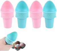 Kiddie Cones Ice Cream Scoops, Ice Cream Cone Holder, Mini Ice Cream Cones, Reusable Ice Cream Cones Snow Cone Rack, Plastic Ice Cream Cone Scoop for Kids Toddler (4Pcs)