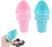 Kiddie Cones Ice Cream Scoops, Ice Cream Cone Holder, Mini Ice Cream Cones, Reusable Ice Cream Cones Snow Cone Rack, Plastic Ice Cream Cone Scoop for Kids Toddler (2Pcs)