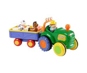 Kiddieland 024752 Motorised Old MacDonald Tractor & Trailer - Includes 3x AA Batteries, Farmer & 5 Animals, 12 Months+