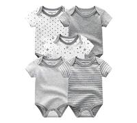 Kiddiezoom Baby Bodysuits 5-Pack, Short Sleeve Rompers Boys Girls Sleepsuit Summer Cotton Infant Onesie Clothes