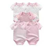 Kiddiezoom Baby Bodysuits 5-Pack, Short Sleeve Rompers Boys Girls Sleepsuit Summer Cotton Infant Onesie Clothes
