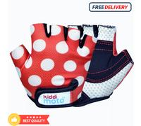 Kiddimoto gloves red dotty fingerless cycling kids protective red dotty design