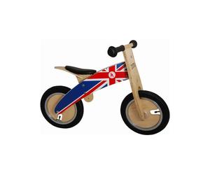Kiddimoto Union Jack Kurve Wooden Balance Bike - Age 3+