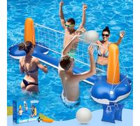 KIDDITOY 118" Pool Volleyball Set - Inflatable Volleyball Court with 2 Weight Bags, Upgraded PVC Ball & Pump - Fun Pool Games for Adults & Family | Summer Party Gift for All Ages