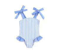 KIDDLETOWN Girls' One-Piece Swimsuit Cute Toddler Swimsuit Bikini Swimwear with Adjustable Shoulder Straps Swimming Summer Swimsuit 3-12 Months / 1-7 Years, Blue and white stripes, 2-3 Jahre