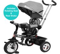 Kiddo Smart 4 in 1 Kids Children Trike Tricycle with Rotating Seat, Rear Brake and Sun Canopy (Grey)