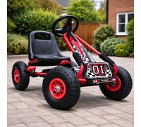 Kiddo Racer Design Red Kids Childrens Pedal Go-Kart Ride-On Car, Adjustable Seat, Rubber Tyres - Suitable For 4 to 8 Years - New