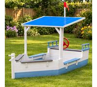 Kiddo Skipper Wooden Ship Sandpit Outdoor Sandbox Playset For Kids