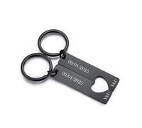 Kiddo Sky 2 Pcs Personalized Couples Keychain Set for Couple Heart Puzzle Keyring Matching Keychain Gifts for Boyfriend Girlfriend (Black, Text)