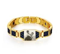 Kiddo Sky Custom Bracelets with Picture, Customized Mens Bracelets with Photos, Picture Bracelet Personalized Photo, Memorial Gifts for Dad Husband Men Fathers Day (Gold, Photo)