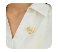 Kiddo Sky Name Brooch Pin Personalized Fashion Accessory Small Heart Lapel Pin Tie Tack Name Personalized Gifts for Women Men (Gold)