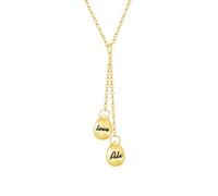 Kiddo Sky Personalized Double Teardrop Urn Necklace for Ashes with 2 Names Stainless Steel Cremation Memorial Jewelry Keepsake for Women Memorial Gifts for Loss of Dog with Funnel Kit (Gold)
