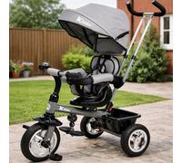 Kiddo Baby Kids 4in1 Tricycle Bike Ride on Trike Stroller 3 Wheels Canopy Grey