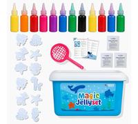 Kiddo World 3D Magic Water Jelly. Magic Jelly with Moulds Elf Water Gel Fun for Kids DIY 12 Colors, 12 Molds, 1 Spatula