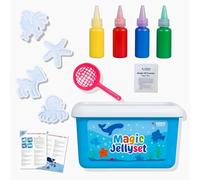Kiddo World 3D Magic Water Jelly Set for Children, 4 Different Colours, 4 Moulds, 1 Spatula