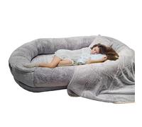 KIDDOKIN Human Dog Bed x 4pcs,Extra Large Human Sized Dog Bed,Faux Fur Fluffy Giant Dog Bed for People with Memory Foam,Giant Pet Bed with Removable Washable Cover (Color : Grey, Size : 190x120x30cm)