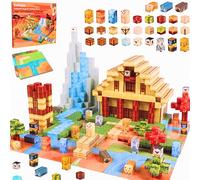 KiddoKit Magnetic Building Blocks for Kids, 150PCS Safari Animals Cubes Double-Sided Baseplate, Montessori STEM Easy Construction Toy Gift for Kids Age 3 4 5 6 7 8 9 10 Year Old