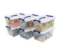 Kiddream 6 Liter Clear Storage Boxes, Samll Plastic Containers Boxes with Lids and Handles Set of 6 (Blue Handle)