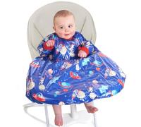 kidds world baby coverall bib, high chair bib cover with sleeves for baby led weaning - waterproof, machine washable and comfortable, adjustable wrist fastenings (space)