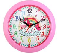 Kiddus Wall Clock for Boys and Girls. Silent Analogue Time Teacher with Exercises. Easy to Read and Learn the Time. Unicorn
