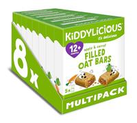 Kiddylicious Apple & Carrot Filled Oat Bars, Soft Fruit-Filled Snacks for Toddlers, Source of Calcium, Individually Wrapped Bars - 40 pack