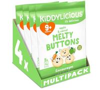 Kiddylicious Apple & Carrot Melty Buttons - Delicious Snacks for Kids - Suitable for 9+ Months - 4 Packs of 5 (20 Total)