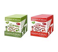 Kiddylicious Apple Wriggles | Yummy Snacks for Kids | Suitable for 12+ Months | 7 x 4 Packs (28 Total) & Strawberry Wriggles | Yummy Snacks for Kids | Suitable for 12+ Months | 7 x 4 Packs (28 Total)