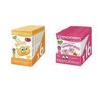 Kiddylicious Banana Biscotti | Yummy baked snacks for kids | Suitable for 7+ months | 6 packs of 6 (36 total), 1080240 & Strawberry and Banana Smoothie Melts pack of 16