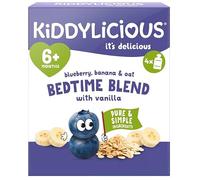 Kiddylicious Bedtime Baby Food Pouches 6 Months+ | 4 x 100g Mixed Fruit & Oat Puree | No Added Sugar | Smooth Weaning Purée (Kiddylicious Bedtime Blend Blueberry Banana & Oat Pouches 4x100g)