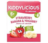 Kiddylicious Bedtime Baby Food Pouches 6 Months+ | 4 x 100g Mixed Fruit & Oat Puree | No Added Sugar | Smooth Weaning Purée (Kiddylicious Pouches Strawberry, Banana & Yoghurt 6m+ 4 x 100g)