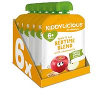 Kiddylicious Bedtime Blend Apple, Oat & Chamomile Pouches - Delicious Pouches for Babies - Suitable for 6+ Months - 100g x 6 Packs