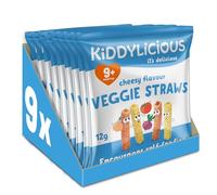 Kiddylicious Cheesy Veggie Straws - Delicious Snacks for Kids - Suitable for 9+ Months - 9 Packs