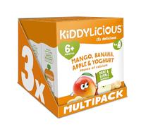 Kiddylicious Mango, Banana & Apple Fruit Pouches - Suitable for 6+ Months - 12 Pack