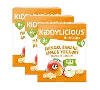 Kiddylicious Mango, Banana & Apple Yoghurt Pouches - Delicious Pouches for Babies - Suitable for 6+ Months - 3 Packs of 4 (12 Total)