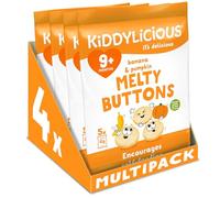 Kiddylicious, Melty Buttons Delicious Snacks for Kids Suitable for 9+ Months 4 x Packs 20 Total, banana & pumpkin, 6 gram, (Pack of 5)