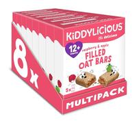 Kiddylicious Raspberry & Apple Filled Oat Bars, Soft Fruit-Filled Snacks for Toddlers, Source of Calcium, Individually Wrapped Bars - 40 pack