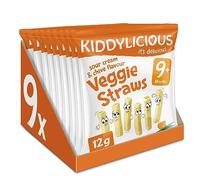 Kiddylicious Sour Cream & Chive Lentil Veggie Straws - Delicious Snacks for Kids - Suitable for 9+ Months - 9 Packs
