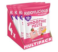 Kiddylicious Strawberry & Banana Smoothie Melts - Delicious Snacks for Kids - Suitable for 12+ Months - 4 Packs of 4 (16 Total)