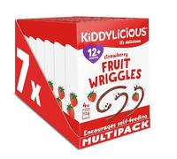 Kiddylicious Strawberry Wriggles - Delicious Real Fruit Treat for Kids - Suitable for 12+ Months - 7 Packs of 4 (28 Total)