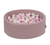 KiddyMoon 90X30cm/200 Balls ∅ 7Cm / 2.75In Baby Foam Ball Pit Certified Made In EU, Heather:Pastel Beige/Light Pink/Pearl