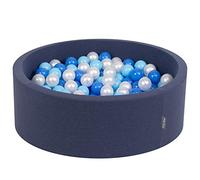 KiddyMoon 90X30cm/200 Balls ∅ 7Cm / 2.75In Baby Foam Ball Pit Made In EU, Dark Blue:Babyblue/Blue/Pearl