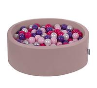 KiddyMoon 90X30cm/200 Balls ∅ 7Cm / 2.75In Baby Foam Ball Pit Made In EU, Heather:Light Pink/Pearl/Purple/Dark Pink